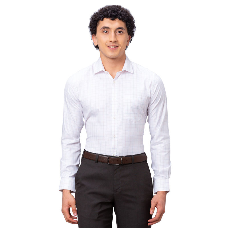 Park Avenue Slim Fit Checkered Medium White Shirt (40)
