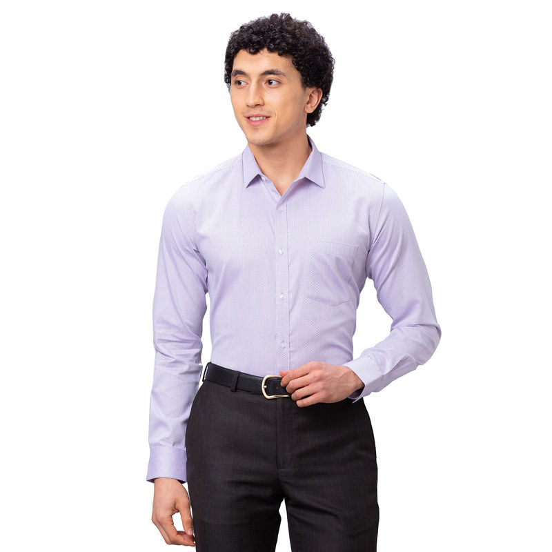 Park Avenue Slim Fit Self Design Medium Purple Shirt (46)