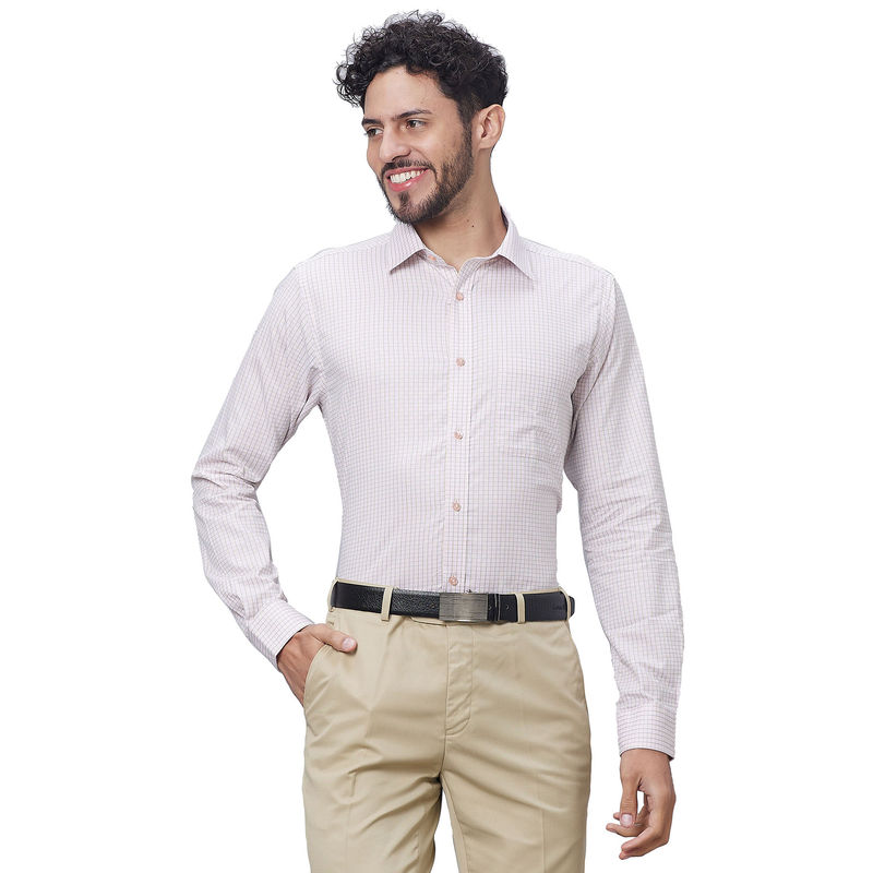 Raymond Slim Fit Checks Light Pink Shirt (40)