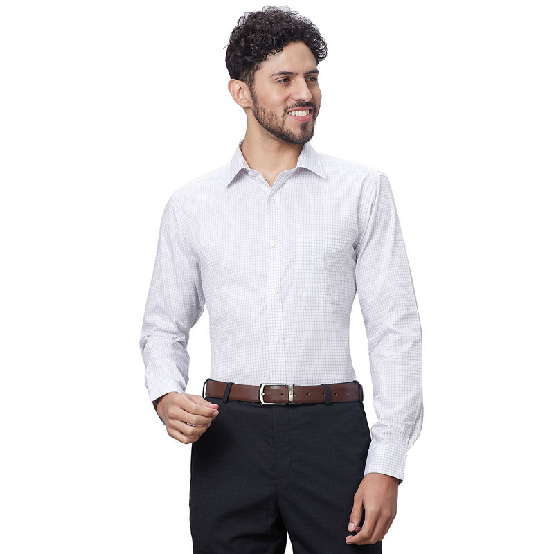 Raymond Slim Fit Checks Light Grey Shirt (44)