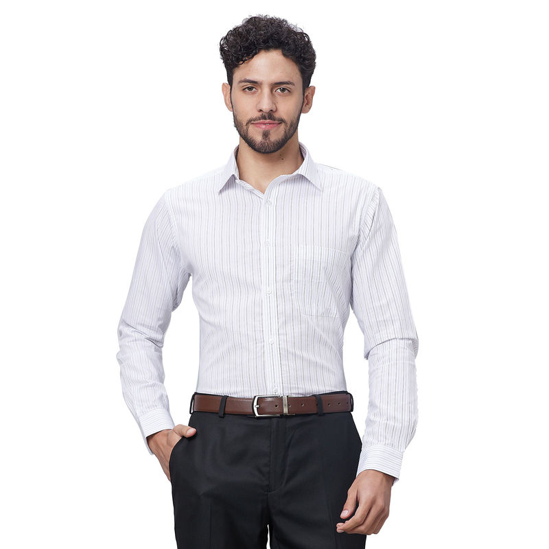 Raymond Slim Fit Stripes Light Blue Shirt (39)