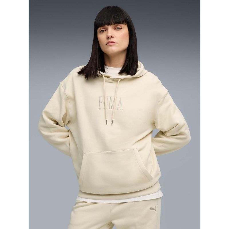 Puma Unisex Premium Essentials Relaxed Solid White Hoodie (M)