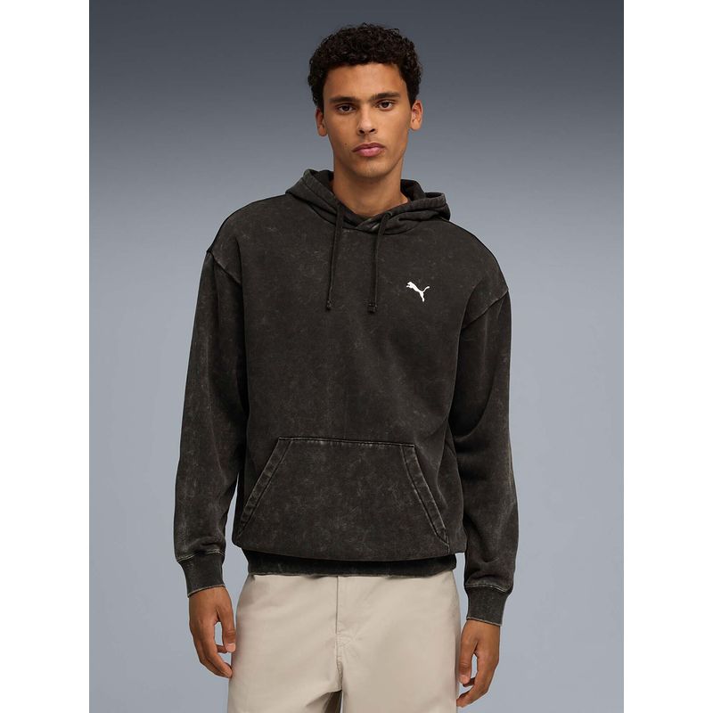 Puma Essentials Elevated Men's Washed Relaxed Black Hoodie (XL)