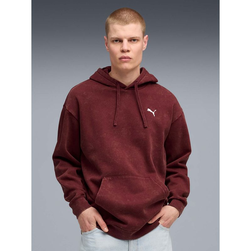 Puma Essentials Elevated Men's Washed Relaxed Red Hoodie (M)