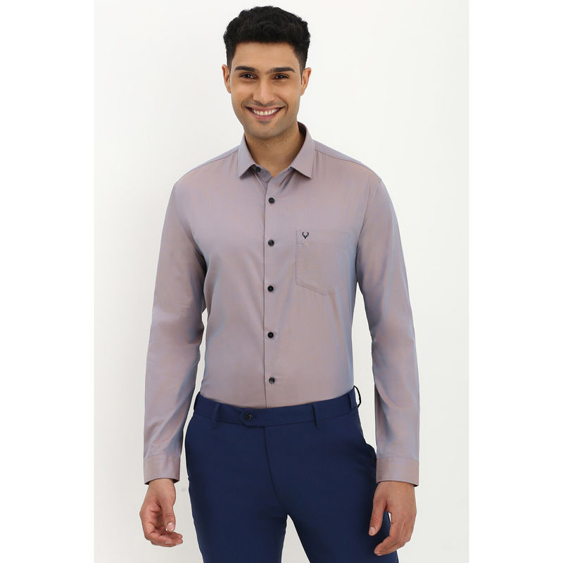 Allen Solly Men Purple Slim Fit Textured Full Sleeves Formal Shirt (42)