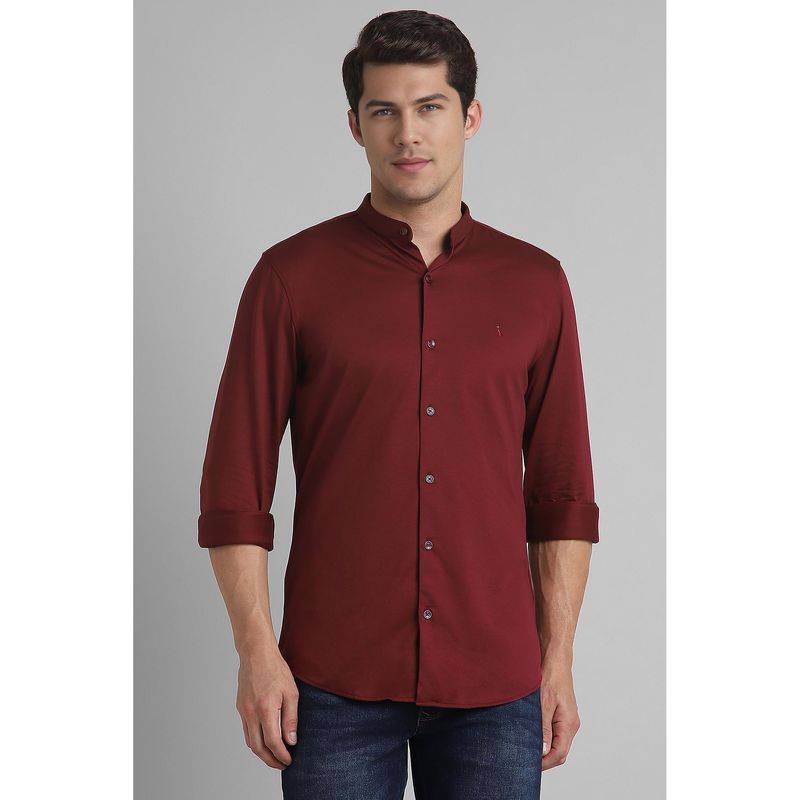 Simon Carter Maroon Casual Solid Shirt (40)