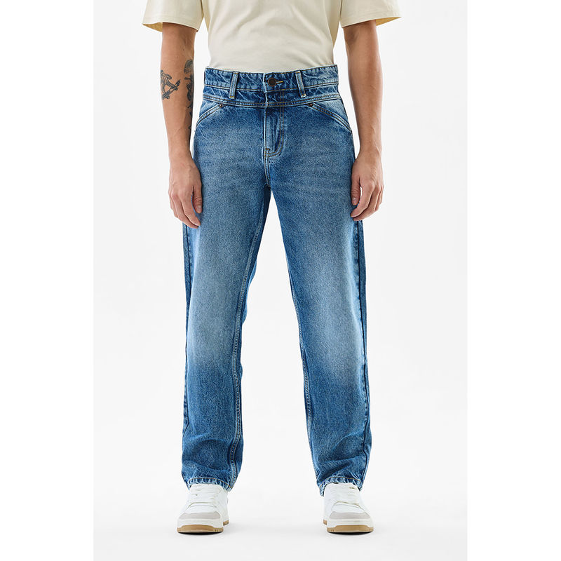 Snitch Mens Blue Solid Relaxed Casual Jeans (34)