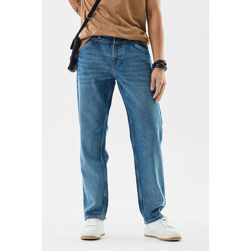 Snitch Mens Blue Solid Relaxed Casual Jeans (30)