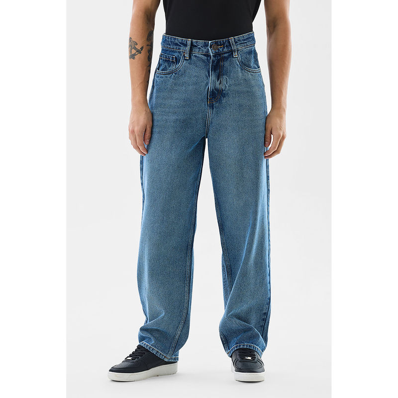 Snitch Mens Blue Solid Loose Fit Casual Jeans (30)