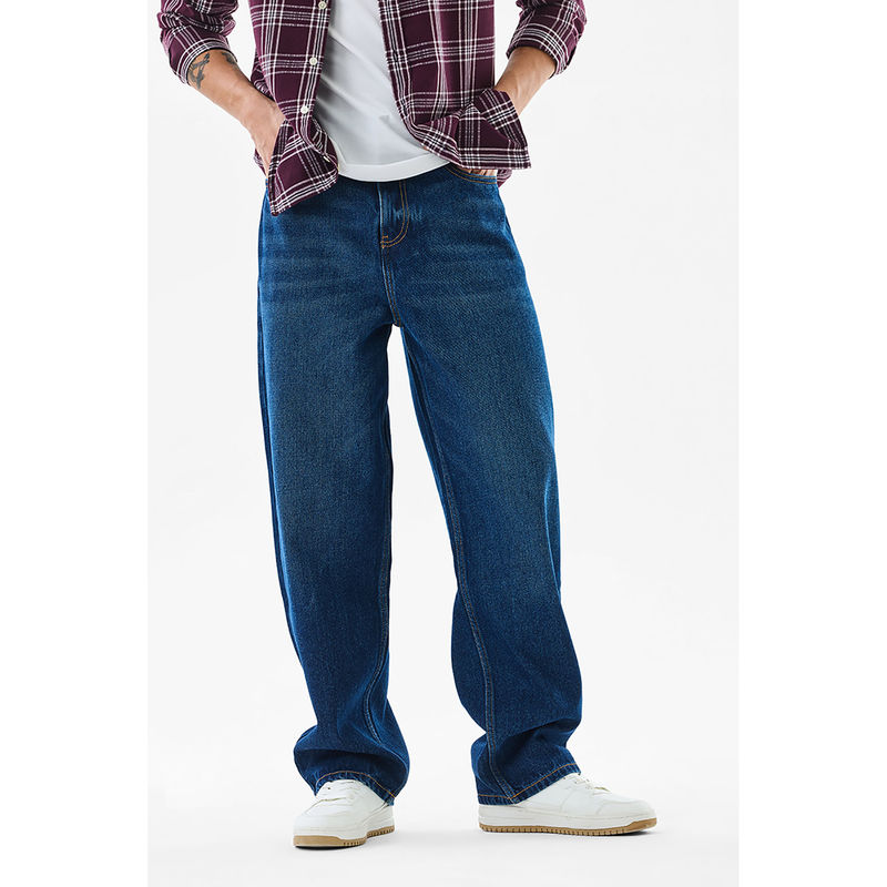 Snitch Mens Dark Blue Solid Loose Fit Casual Jeans (32)