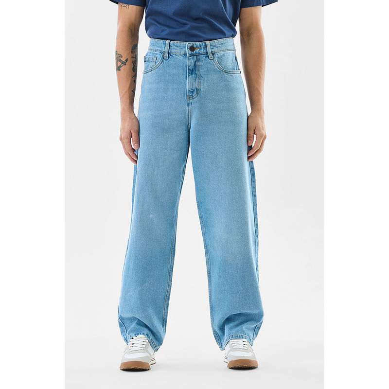 Snitch Mens Light Blue Solid Loose Fit Casual Jeans (34)