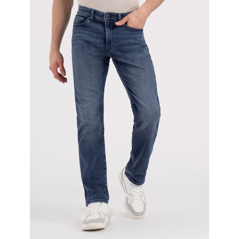 Red Tape Mens Blue Solid Straight Fit Jeans (32)