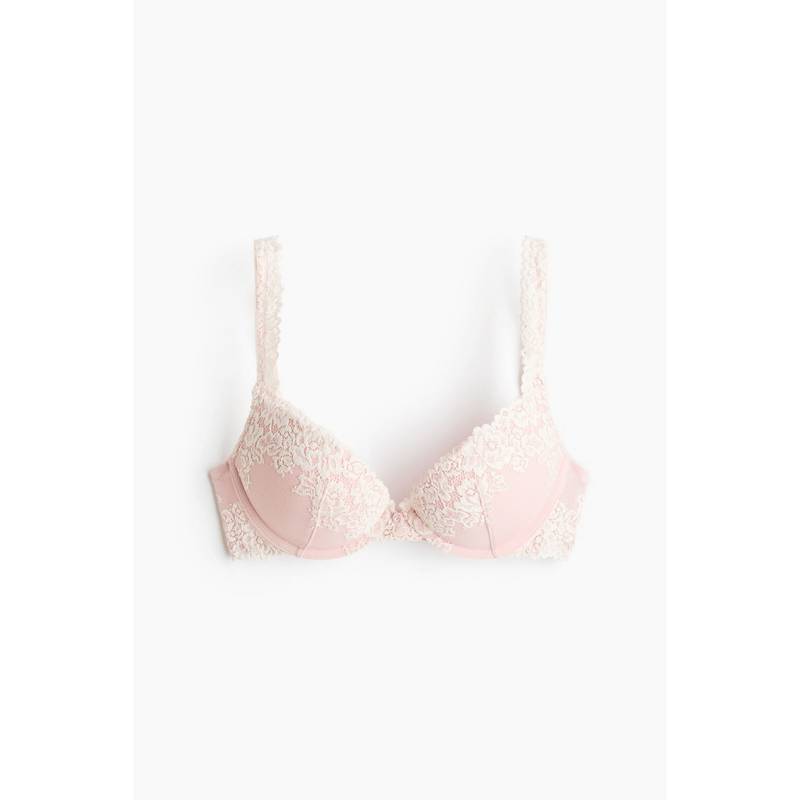 H&M Women Pink Lace Super Push-Up Bra (32B)