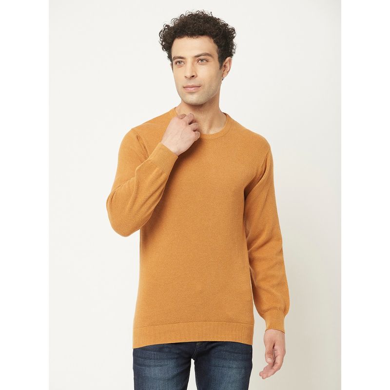CRIMSOUNE CLUB Men Orange Sweater in Pure Cotton (M)
