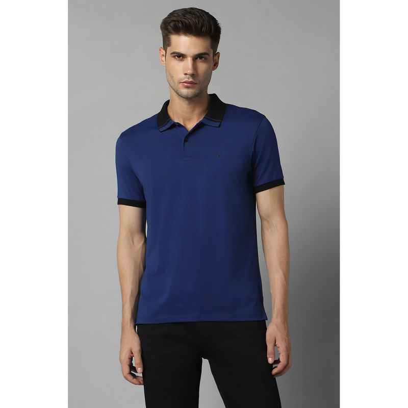 Allen Solly Men Blue Solid Polo Neck T-Shirt (L)