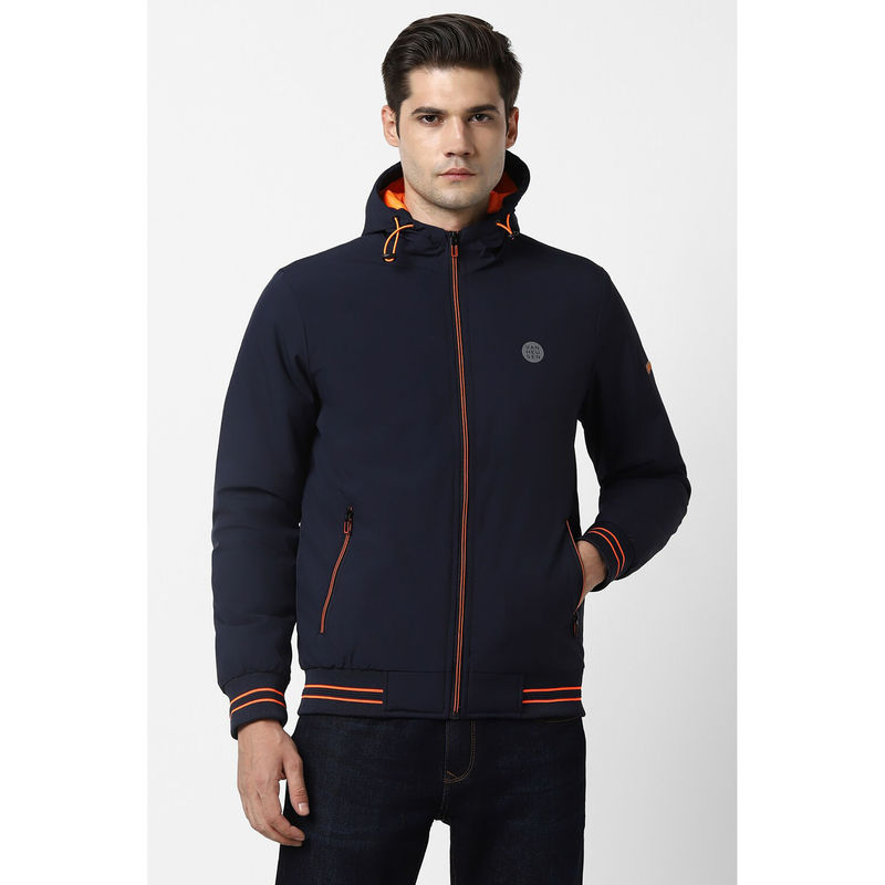 Van Heusen Men Navy Solid Casual Jacket (S)