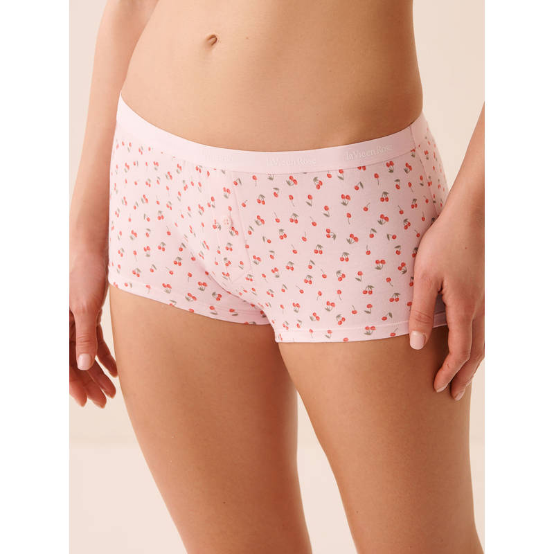 La Vie En Rose Cotton Boyshort Panty White (S)