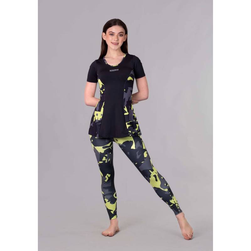 Keepfit Womens Camouflage Printed Swimsuit Black (XS)