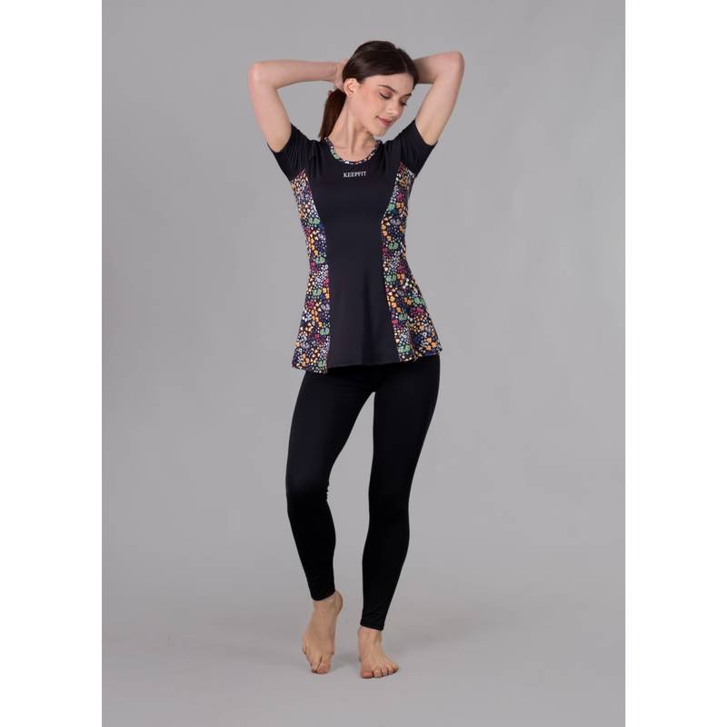 Keepfit Womens Floral Printed Swimsuit Black (XS)