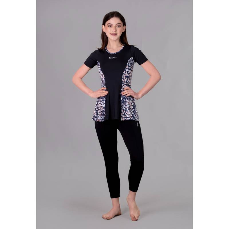 Keepfit Womens Leopard Printed Swimsuit Black (XS)