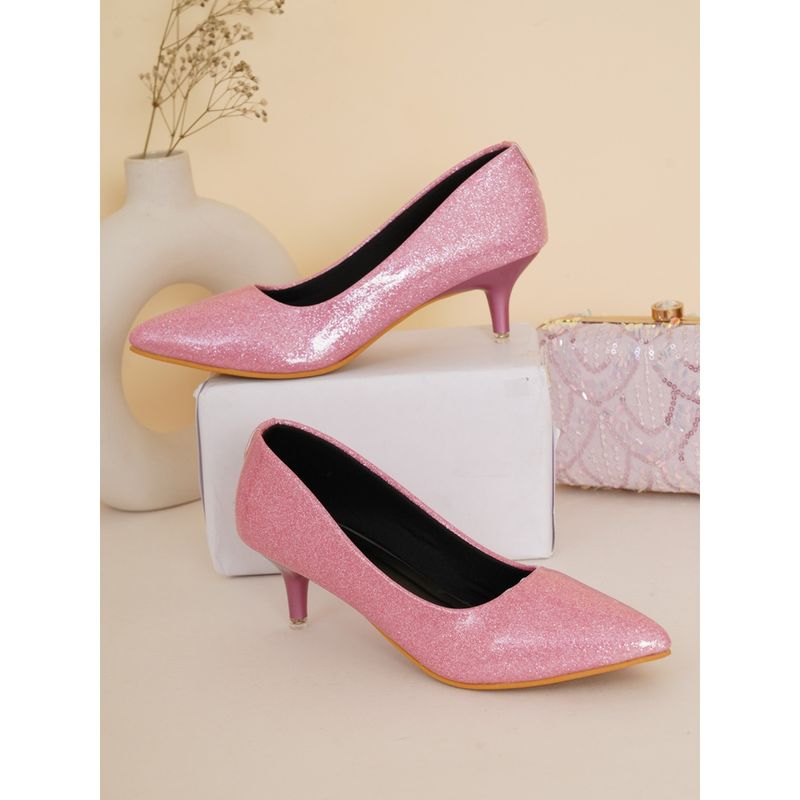 SHUZ TOUCH Shimmer Detail Kitten Heel Pumps Pink Buy SHUZ TOUCH