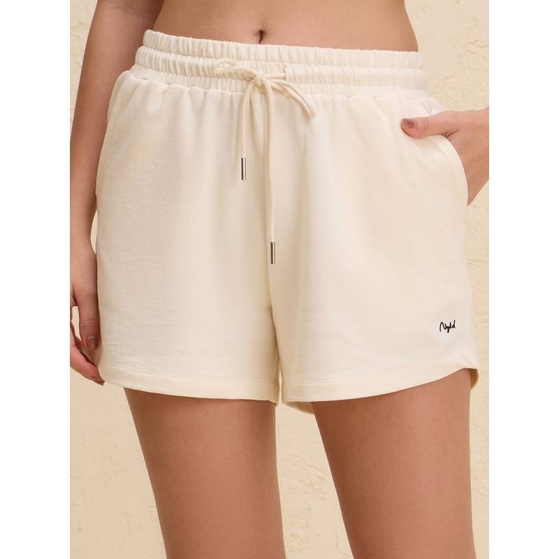Summer Essential Cotton Relaxed Fit 3.5" Shorts with Pockets NYAT504 Ecru (L)
