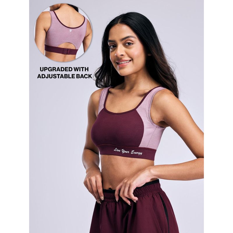 Nykd By Nykaa Mid-Impact Cotton Sports Bra with Hook & Eye & Removable Cups NYK904 Brown (XL)