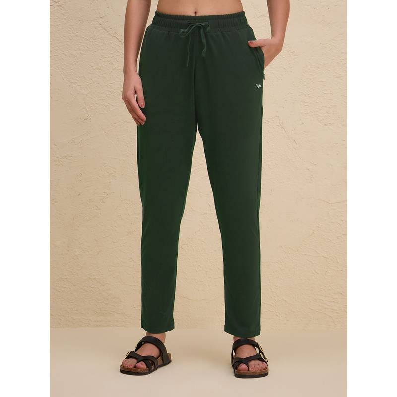 Nykd by Nykaa Cotton Relaxed Travel Pants with Secure Zip Pockets, Olive - NYAT502