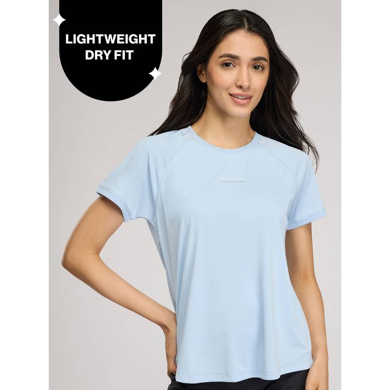 Quick Dry Half Sleeves Regular Fit Running Sports Tee NYK033 Light Blue (L)