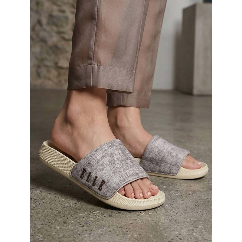 ELLE Women Grey Sliders (EURO 36)