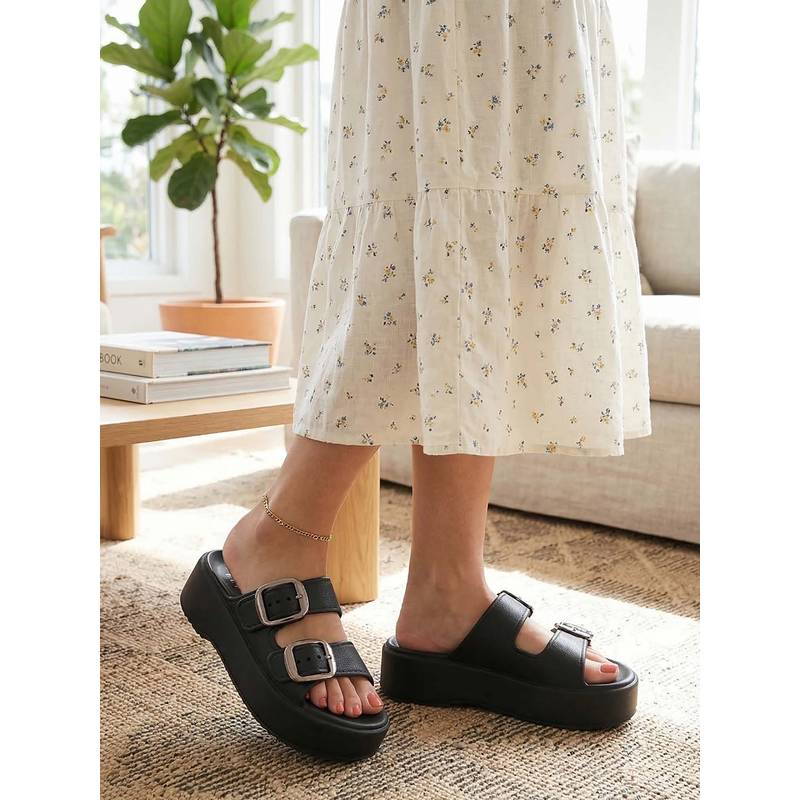 ELLE Women Black Platform Sandals (EURO 36)