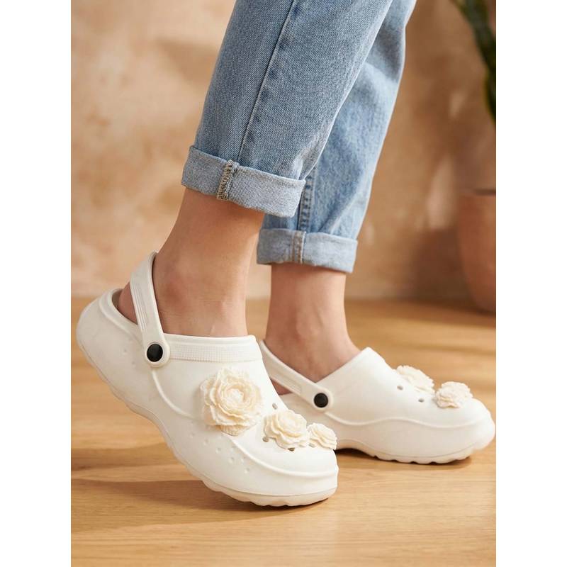 Iconics Women White Flora Clogs (EURO 41)