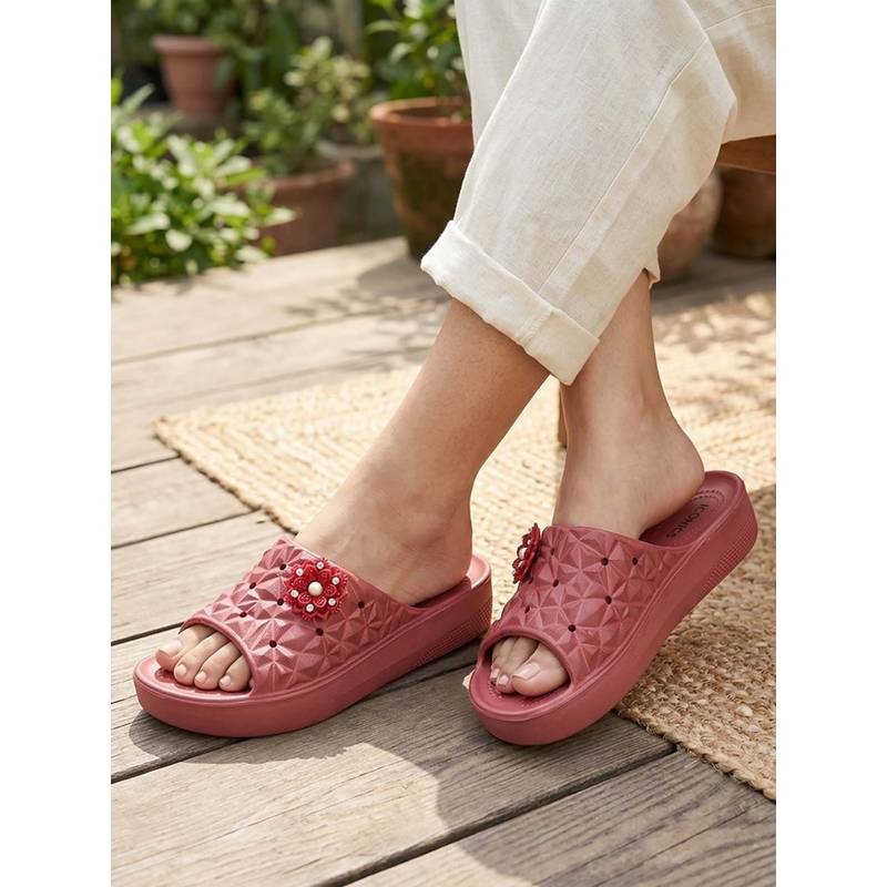 Iconics Women Pink Flora Sliders (EURO 37)