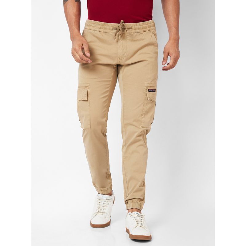 Spykar Mid-Rise Slim Fit Beige Cargo for Men (38)