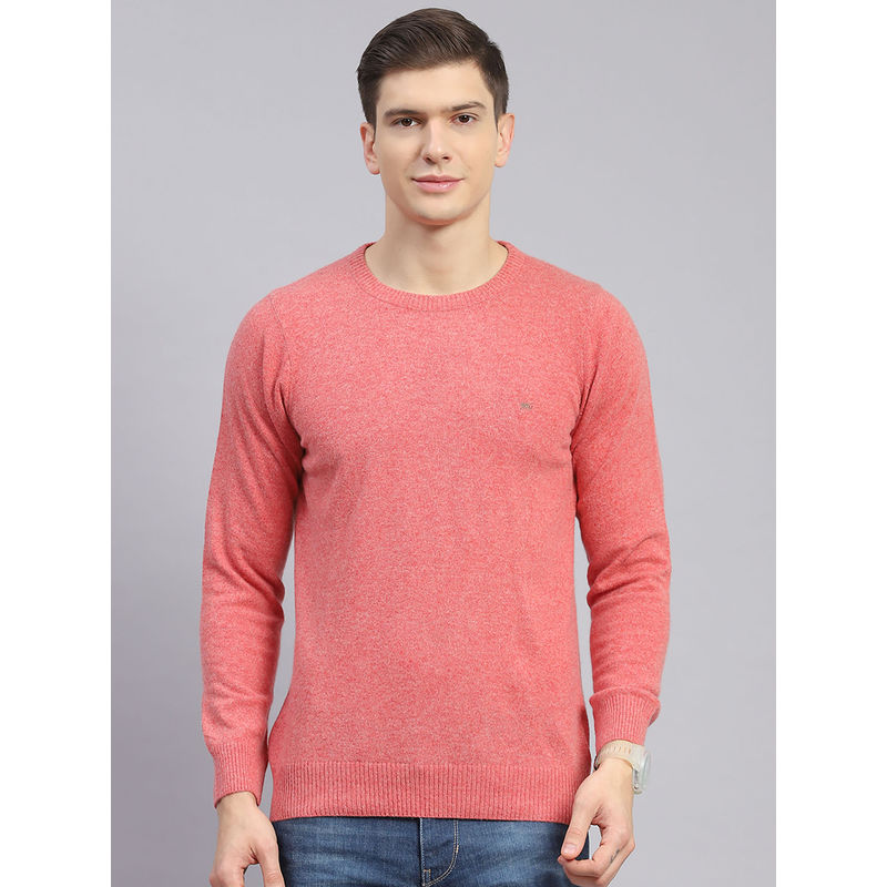 Monte Carlo Mens Solid Peach Round Neck Full Sleeves Sweater (3XL)