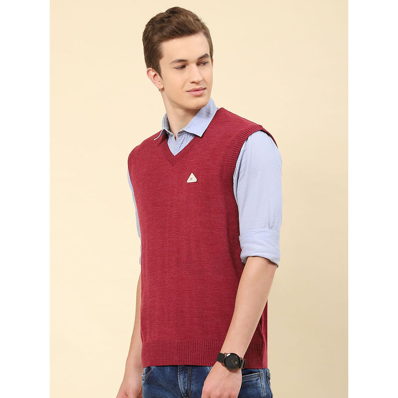 Monte Carlo Mens Solid Bright Red V-Neck Sleeveless Sweater (3XL)