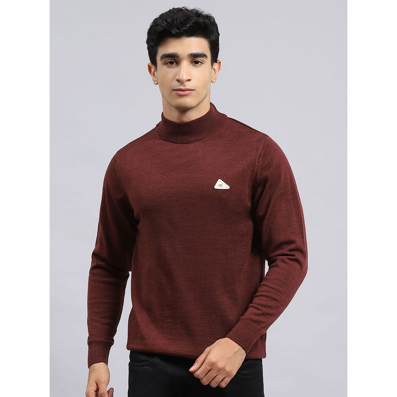 Monte Carlo Mens Solid Brown High Neck Full Sleeves Sweater (2XL)
