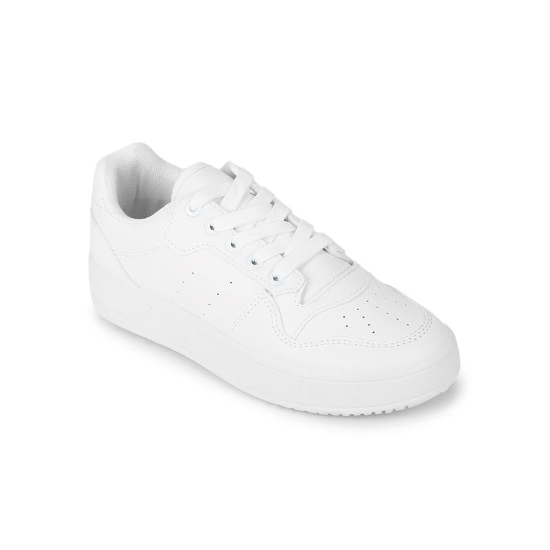 Truffle Collection White Pu Lace-up Sneakers - UK 4
