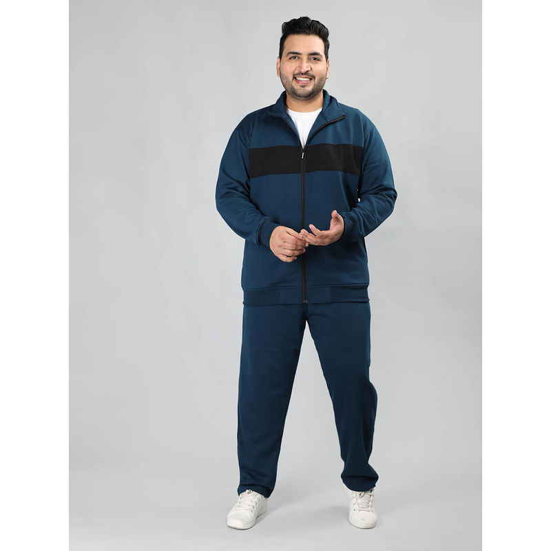 CHKOKKO Teal Plus Size Men Winter Track Suit (Set of 2) (S)