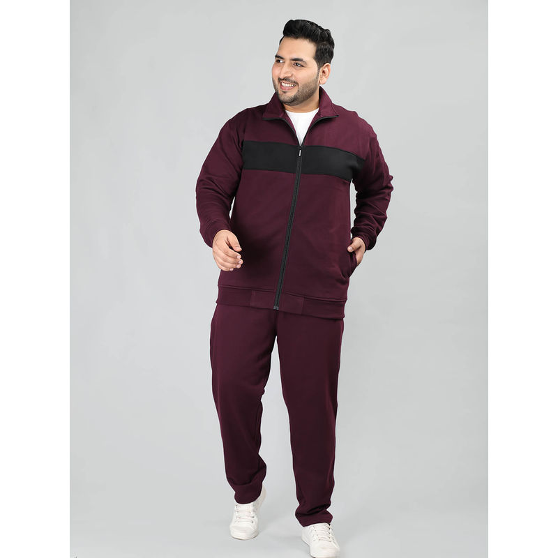 CHKOKKO Wine Plus Size Men Winter Track Suit (Set of 2) (L)