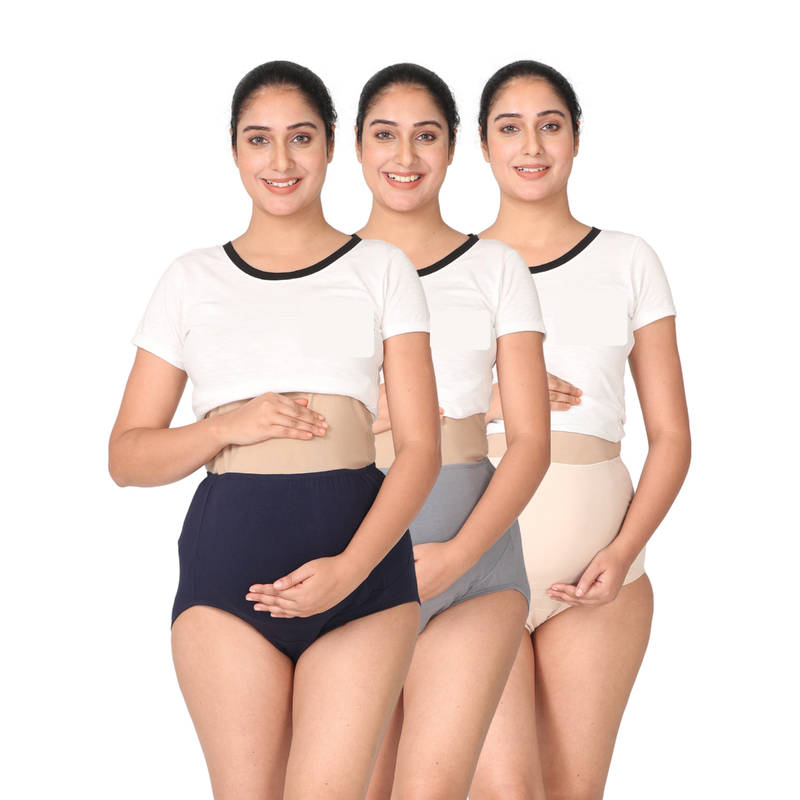 Adira Multi-Color Belly Panel Maternity Panties (Pack of 3) (3XL)
