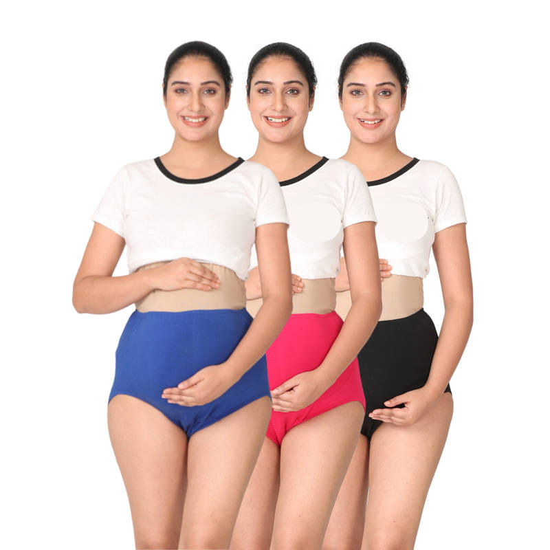 Adira Multi-Color Belly Panel Maternity Panties (Pack of 3) (XL)