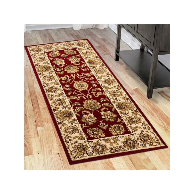 OBSESSIONS Traditional Polypropylene Bedside Runner Red (2x5 Feet)