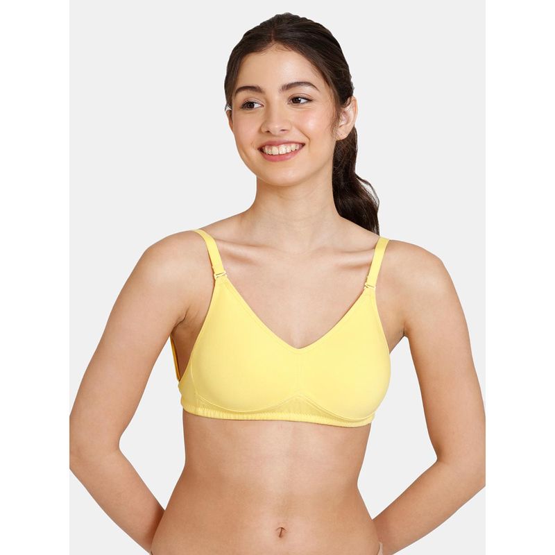 Zivame Beautiful Basics Double Layered Non Wired Full Coverage Backless Bra Yellow (32D)