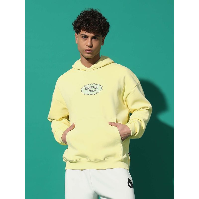 Griffel Graphic Yellow Oversized White Hoodie (XL)