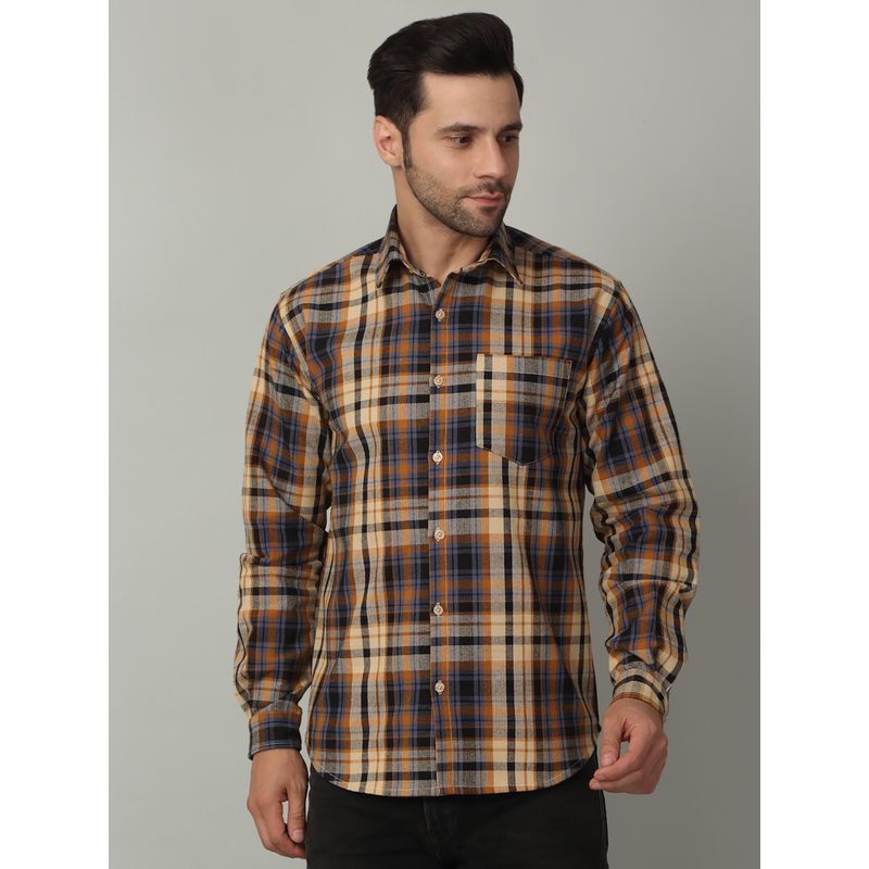 Selfusion Slate Brown and Chalk White Bold Striped long sleeve Shirt (L)