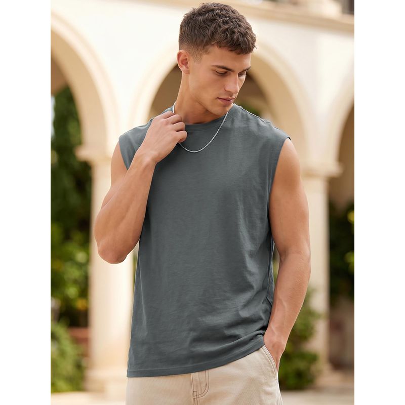 Bewakoof Men Grey Boxy Fit Vest (XL)