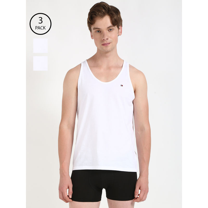 Tommy Hilfiger Solid White Vest (Pack of 3) (M)