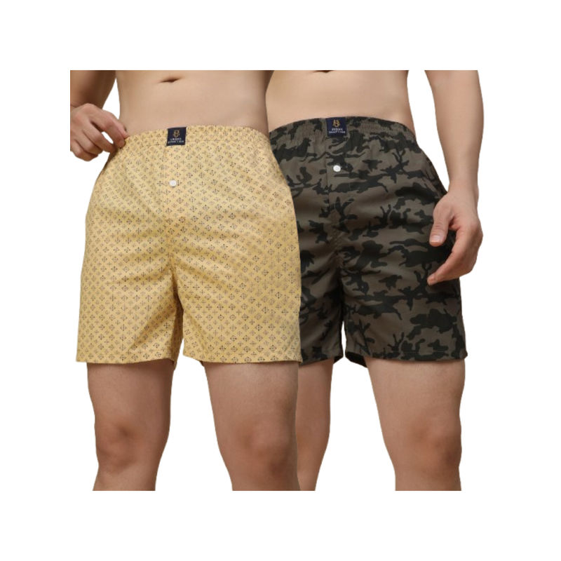 Urban Scottish Mens Cotton Side Pockets Printed Boxers (Pack of 2) (S)