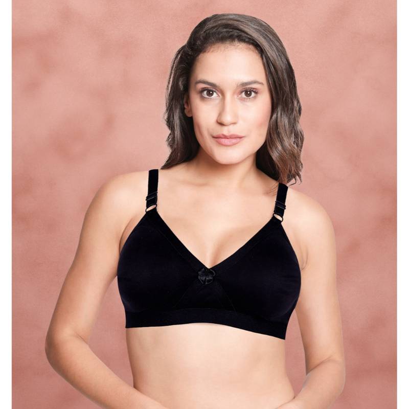 Shyaway Black Beauty Wirefree Full Coverage Moulded Cotton Bra (36C)